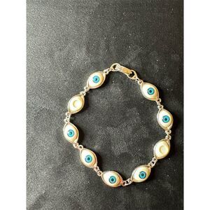 Halloween Evil Eye Beaded Bracelet Multicolor Glow in the Dark 7.5"